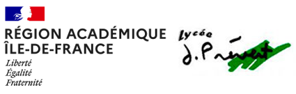 Logos région académique Ile-de-France et lycée Jacques Prévert de Longjumeau.
