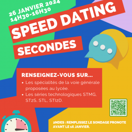Affiche speed dating orientation secondes Lycée Jacques Prévert de Longjumeau